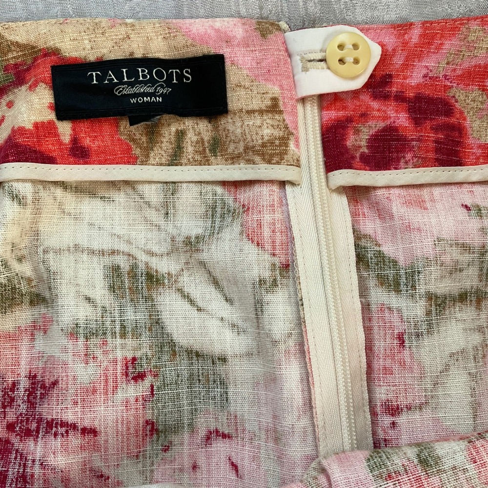 Talbots Woman Pink Floral Pencil Skirt Plus Size 18W Career Preppy‎ Cottagecore - Picture 9 of 9